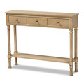 Baxton Studio Calvin Oak Brown Finished Wood 3-Drawer Entryway Console Table 165-10698